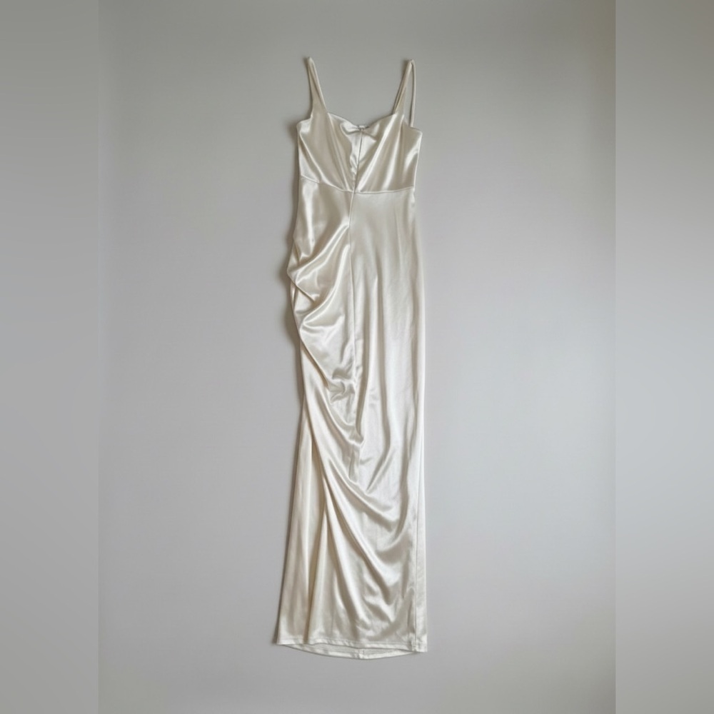 Satin Ivory Square Neck Slip Dress Windsor Elegant Champagne Formal Gown Small - Picture 8 of 11